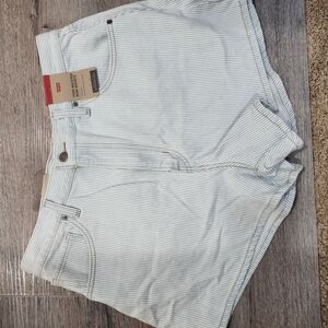 Levi's White and Blue Striped Jean Shorts New Tags 32